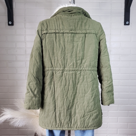 Z&I Olive Faux Fur Mid Length Parka Coat size Medium - Picture 8 of 15